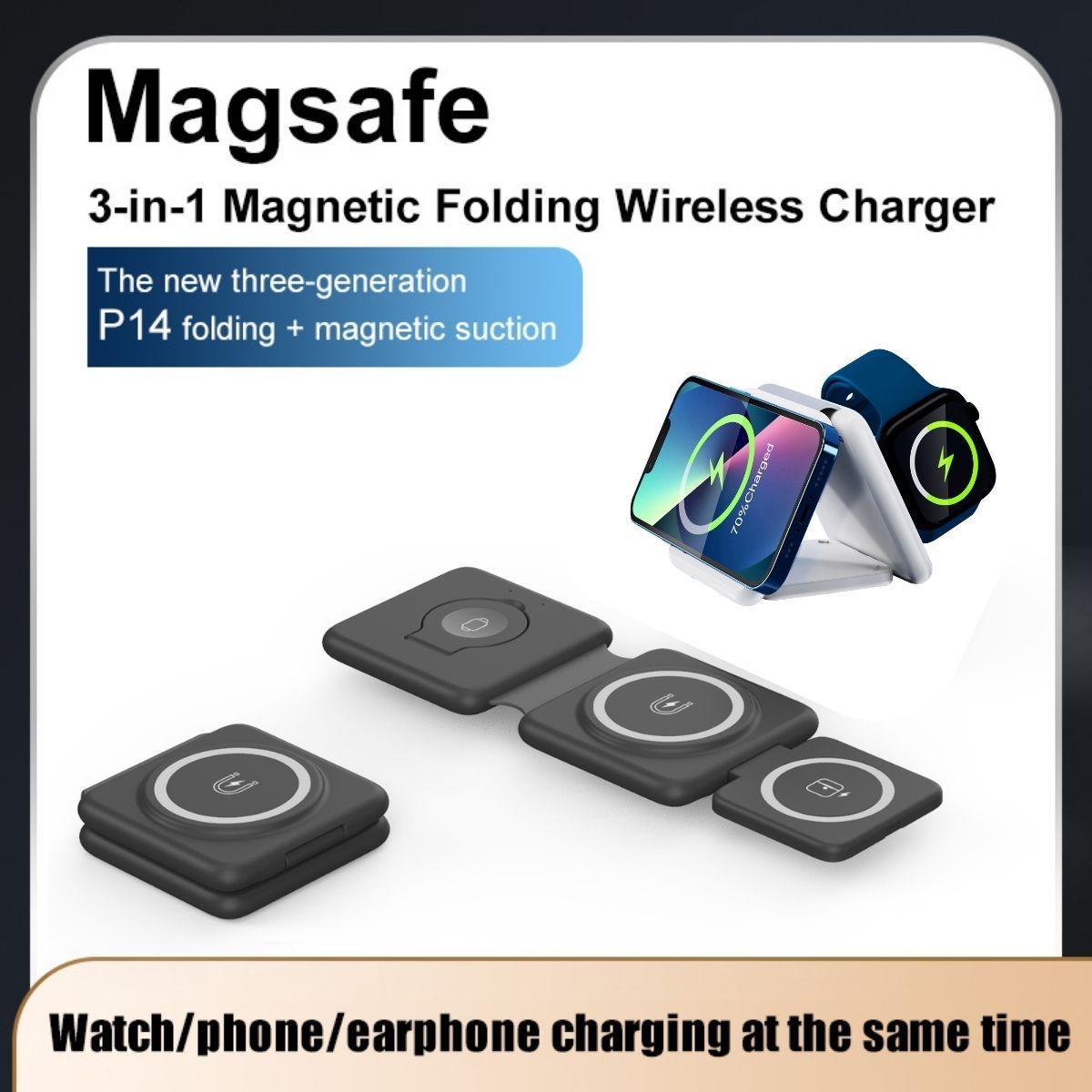 Cargador inalámbrico plegable 3 en 1