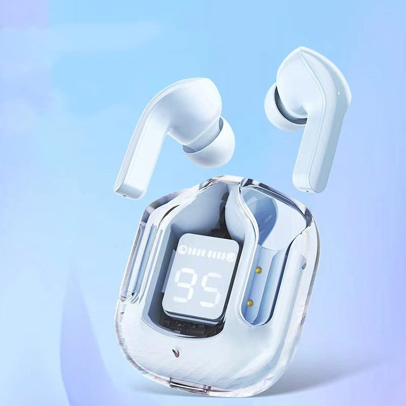 Auriculares Bluetooth intraaurales con pantalla digital y llamadas portátiles.