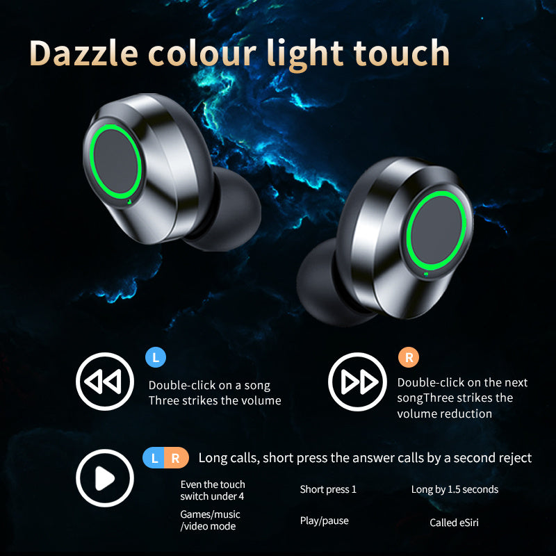 Auriculares inalámbricos Bluetooth YD03 TWS con pantalla grande y pantalla digital inteligente, intraauriculares con luz de respiración