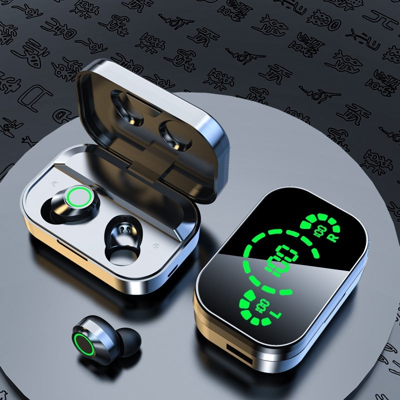 Auriculares inalámbricos Bluetooth YD03 TWS con pantalla grande y pantalla digital inteligente, intraauriculares con luz de respiración
