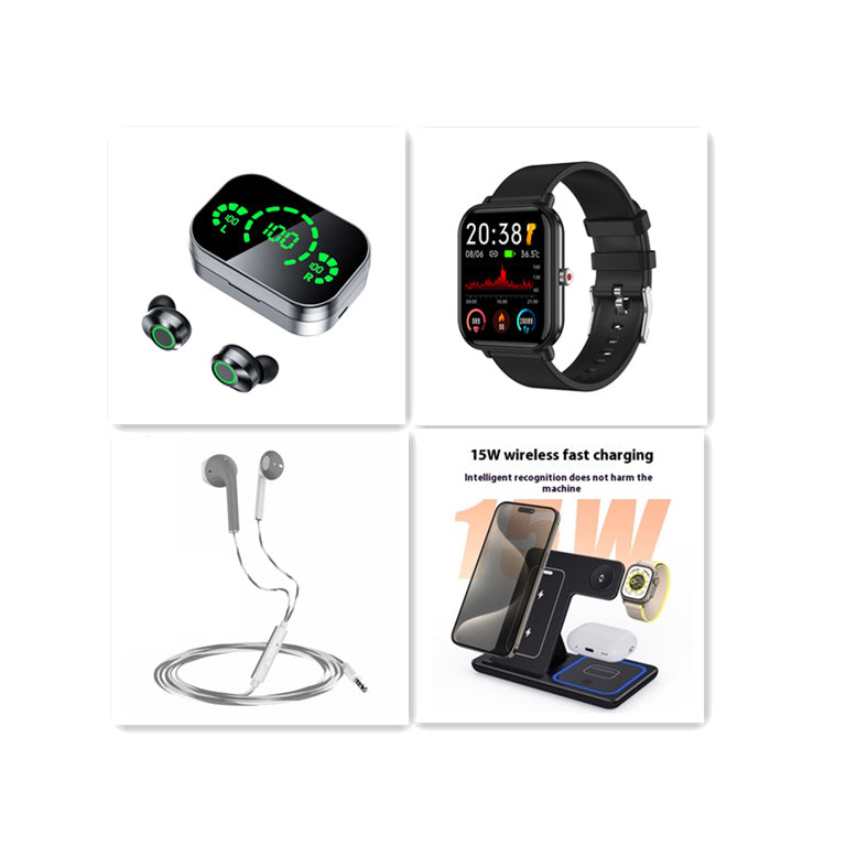 Auriculares inalámbricos Bluetooth YD03 TWS con pantalla grande y pantalla digital inteligente, intraauriculares con luz de respiración