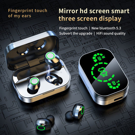 Auriculares inalámbricos Bluetooth YD03 TWS con pantalla grande y pantalla digital inteligente, intraauriculares con luz de respiración